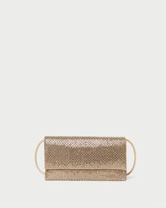 Shop the Charlee Gold Diamanté Shoulder Bag at Loefflerrandall.com Black Leather Shoulder Bag, Flap Shoulder Bag, Metal Logo, Metallic Logo, Gold Gold, Hand Sewn, Leather Shoulder Bag, Hand Sewing, Black Leather