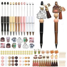 the contents of an assortment of beauty products including makeup brushes, eyeliners and lip glosses