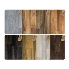 various types of wood flooring with price tags on each side and the same color