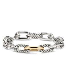 Dy Madison Chain Bracelet in Sterling Silver with 18K Yellow Gold, 11mm David Yurman Madison Bracelet, David Yurman Chain Bracelet, David Yurman Stacked Bracelets, David Yurman Bracelet Stack, Arm Stack, Initial Bracelet Gold, Lagos Jewelry, David Yurman Bracelet, Preppy Jewelry