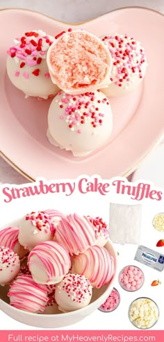 strawberry cake truffles Strawberry Flavored Cake, Valentines Day Deserts, Cake Truffles Recipe, Valentines For Him, Valentine Cake Pop, Valentines Day Decoration, Valentines Gift Ideas