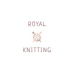 the royal knitting logo is shown on a white background with pink lettering and a ball of yarn