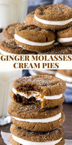 ginger molassse cream pies stacked on top of each other