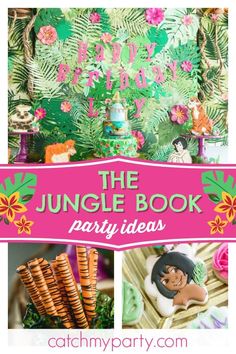 the jungle book party ideas with pink and green decorations