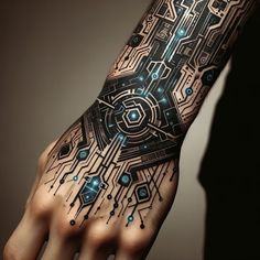 a person's arm with a futuristic design on it