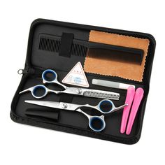 Hair Scissor home use Hair Hairdressing Scissors Kit Hair Clipper Razor Thinning cutting Scissor Barber haircut set Blue Fingers, Barber Shears, Barber Tools, Hair Clippers, Professional Hairstyles