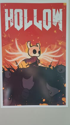 a poster with an image of a cartoon character sitting on top of a pile of fire