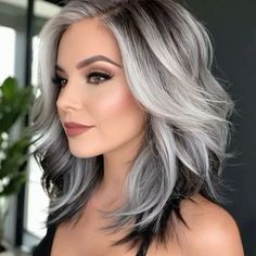 Grey Hair Root Smudge, Blonde Balayage To Hide Grey, Salt And Pepper Hair Blending, Transitioning From Blonde To Gray Hair, Grey Biolage Hair, Colour For Greying Hair, Ideas For Blending Gray Hair, Black And Gray Hair Highlights, Grey Color Block Hair