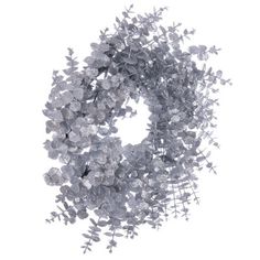 the wreath is made up of silver flowers