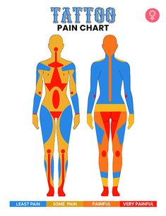 the back and side view of a man's body with different colored areas