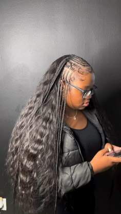 Half Braid Quick Weave, Fulani Braids Hairstyles Quick Weave, Braid With Quick Weave In The Back, Braids With A Sew In, Fulani Braid Quick Weave, Quick Weave And Braids Hairstyles, Braids Infront Weave Behind, Quick Weave With Fulani Braids, Braid And Weave Hairstyles Half Up