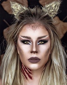 Wolf Halloween Makeup, Lion Makeup, Halloween Ideias, Badass Halloween Costumes, Wolf Link