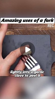 a person holding a knife and fork with the caption saying, amazing uses of a fork