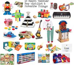 a collection of toys that include musical instruments, books and other things to play with