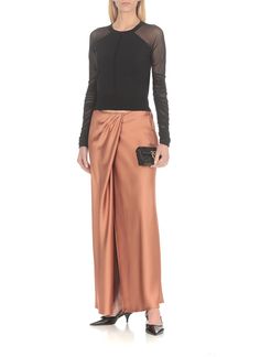 100% Polyester Sleek Evening Skirt For Spring, Chic Silk Skirt For Fall, Chic Relaxed Evening Draped Skirt, Chic Evening Relaxed Draped Skirt, Formal Silk Skirt For Fall, Silk Draped Skirt For Formal Occasions, Elegant Draped Midi Skirt For Evening, Elegant Evening Skirt For Fall, Elegant Evening Midi Draped Skirt