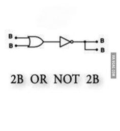 an electronic circuit with the words 2b or not 2b written in black ink