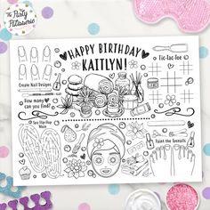 a birthday card with the words happy birthday kittylynn on it and some decorations around it