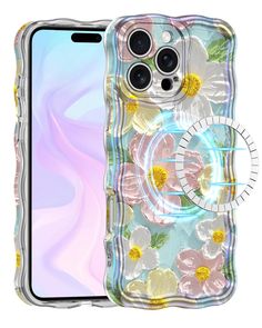 an artistic phone case with flowers on it