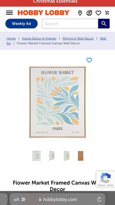 the flower market framed canvass are on sale for $ 3, 99 at hobby lobby