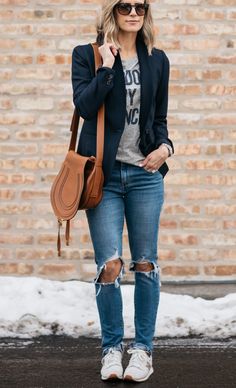 Blazer Con Jeans, Outfit Mujer Casual, Trendy Blazer Outfits, Outfit Casual Mujer, Winter Mode Outfits, Blazer Outfits Casual, Relaxed Outfit