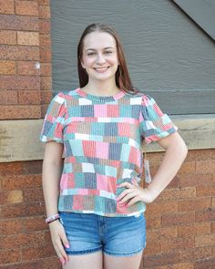 "Make a statement with our Patch Print Balloon Sleeve Top! This unique piece combines bold prints with playful sleeves for a look that's effortlessly chic. 🌟👚🎨 #FashionStatement #ChicAndUnique #BoldStyle" Multicolor Bold Print Short Sleeve Tops, Multicolor Printed Balloon Sleeve Top, Multicolor Printed Puff Sleeve Tops, Multicolor Short Sleeve Printed Cover-up, Short-sleeve Tops With Geometric Pattern, Balloon Sleeve Top, Printed Balloons