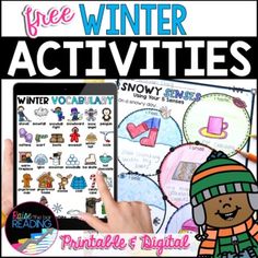 the winter activities for kids to use on their ipad and tablet computers are included with free printables