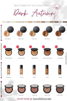 Best Make-Up Colours for the Dark Autumn Colour Season Autumn Colour Season, Deep Autumn Color Palette, Soft Autumn Color Palette, Autumn Makeup, Skin Undertones, Deep Autumn, Skin Color Palette, Seasonal Color Analysis