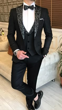 Prom Suit And Dress, Black Prom Suits, Engagement Suits, Reception Suits, Wedding Suits Men Black, Indian Wedding Suits Men, Peak Lapel Tuxedo, Suit For Men Wedding