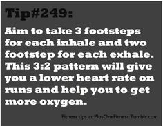 an ad with text that reads, tips to take 3 foot steps for each inhale and two foot step for each exhale