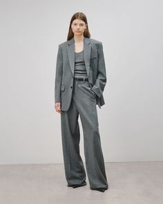 * 53% Polyester, 43% Virgin Wool, 4% Elastane * Italian stretch wool * Back vent * Chest welt pocket * Flap pockets * Interior chest pocket * Oversized, boxy fit Ron Herman, Boyfriend Jacket, Boyfriend Pants, Storm Grey, Nili Lotan, Cotton Jacket, Colored Blazer, Welt Pocket, Flap Pocket