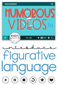 an image of some type of font and numbers on a white background with the words,'humorous videos to figureative language '