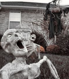 an image of a creepy halloween scene in black and white