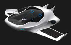 the futuristic car is flying through the air