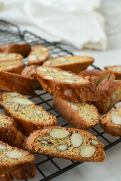 several pieces of bread on a cooling rack