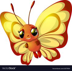 a cute butterfly with big eyes on a white background