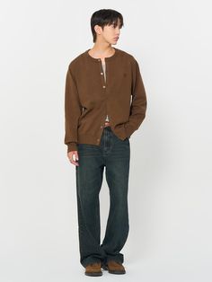 Composition : 30% acrylic + 29% polyester + 21% modal + 20% nylonColor : KHAKI BROWN_L,KHAKI BROWN_XLCountry of Origin : CHINA Crewneck Cardigan Outfit, Casual Brown Sweater For Layering, Classic Brown Cotton Cardigan, Brown Cotton Cardigan, Casual Brown Cardigan, Brown Cotton Sweater For Workwear, Casual Brown Sweater, Casual Brown Sweater For Work, Brown Cotton Crew Neck Cardigan