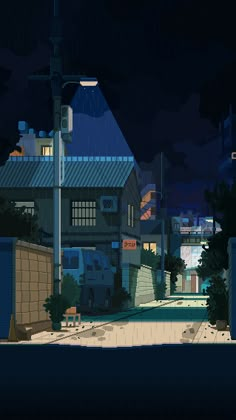 an animated image of a city at night