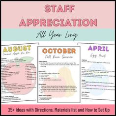 a poster with the words staff appreciation all year long and an image of an apple