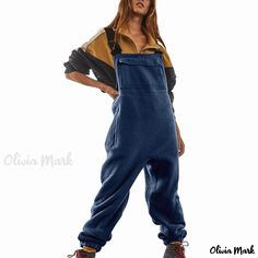 Olivia Mark - Cozy Comfort Wear Thermal Leggings Warm Overalls, Fleece Overalls, Comfortable Work Clothes, Loose Knitwear, Fleece Jumper, Jumpsuit Casual, Thermal Leggings, Loose Outfit, Casual Jumpsuit