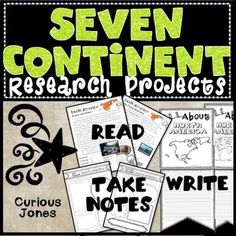 7 Continents, Take Notes, Research Report, Research Projects, Note Writing, Cover Pages, Note Taking, Reading Writing, Social Studies