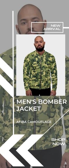 AFIBA Camouflage Men's Bomber Jacket. Add a little zing to your wardrobe with this vibrant All-Over Print Bomber Jacket. • 100% polyester • Fabric weight: 6.49 oz/yd² (220 g/m²), weight may vary by 5% • Brushed fleece fabric inside • Unisex fit • Overlock seams • Sturdy neck tape • Silver YKK zipper • 2 self-fabric pockets • Blank product components sourced from the US and China 😀For more collection, click link on the image. #afiba #afibacamo #afibacamouflage #menscamojacket #camojacket #camo