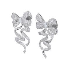 Ribbon Earrings, Bow Earrings, Bow Design, 3d Effect, Turks And Caicos Islands, Every Girl, 18th Century, Three Dimensional, Platinum