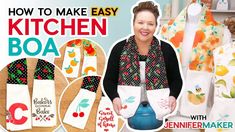 the woman is making her own kitchen aprons