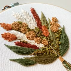 a close up of a embroidery on a hoop