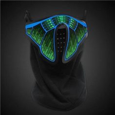 EL Wire  Sound Activated Half Mask - Party Glowz Light-up Costume Accessories For Halloween Cosplay, Halloween Light-up Costume Accessories For Cosplay, Black Plastic Halloween Costume Accessories, Black Plastic Novelty Costume Accessories, Black Light-up Costume Accessories For Halloween, Novelty Black Plastic Costume Accessories, Halloween Light-up Black Costume Accessories, Glowing Face Mask, Halloween Run