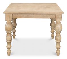 an old wooden table with turned legs on a white background