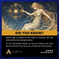 the zodiac sign for virgo, which is linked to the mystic of astralea