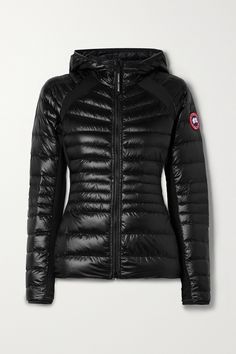 Canada Goose's 'Hybridge Lite' jacket is trimmed with fleece-backed stretch-jersey panels along the sides of the slim silhouette, ensuring you can move freely without feeling restricted. It's made from quilted black shell that's filled with insulating down and has a protective hood and thumbholes to keep the sleeves in place. Canada Goose Women, Black Down, Parka Coat, Shell Jacket, Mr Porter, Quilted Jacket, Winter Wear, Canada Goose, Net A Porter