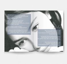 a brochure with an image of a woman's face