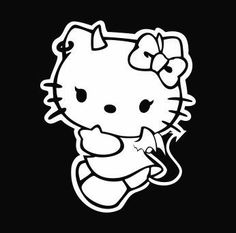 a hello kitty sticker on a black background